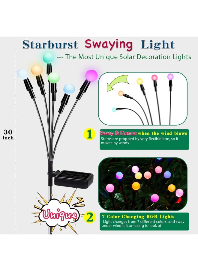 Generic Tonulax Solar Garden Lights Starburst Light Swaying When Wind Blows Solar Lights Outdoor Decorative Color Changing Rgb Light For Yard Patio Pathway Decoration 2 Pack  - Image 2