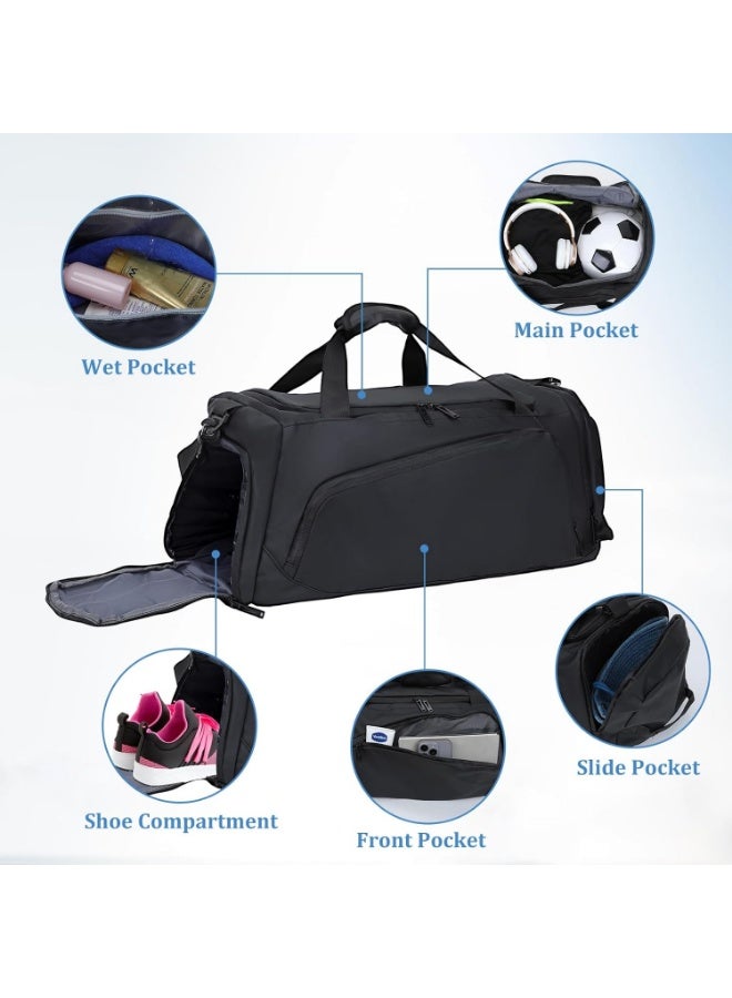 Genetic Gym Bag with Shoe Compartment, Travel Duffle Bag for Men and Women Waterproof Overnight Bag with Wet Pockets Sports Carryall Carry On Bag Holdall for Travel Swimming - Image 2
