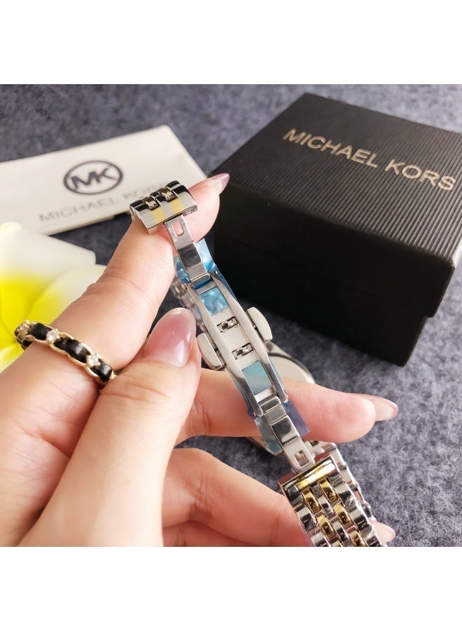 Michael Kors MK Classic Men's and Women's Fashion Multi functional Alloy Round Quartz Watch Stainless Steel Strap 31CM - Image 5