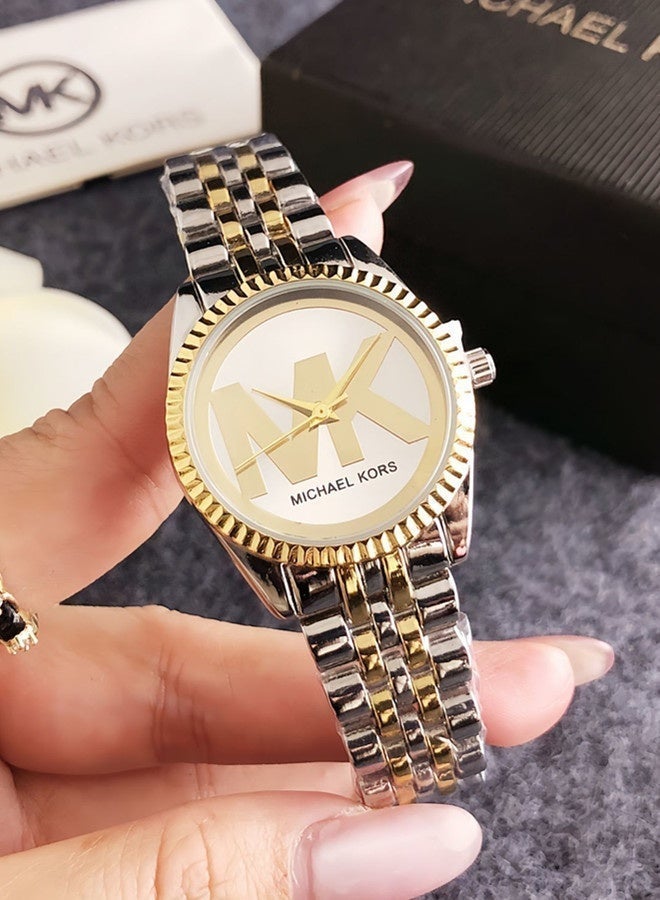 Michael Kors MK Classic Men's and Women's Fashion Multi functional Alloy Round Quartz Watch Stainless Steel Strap 31CM - Image 2