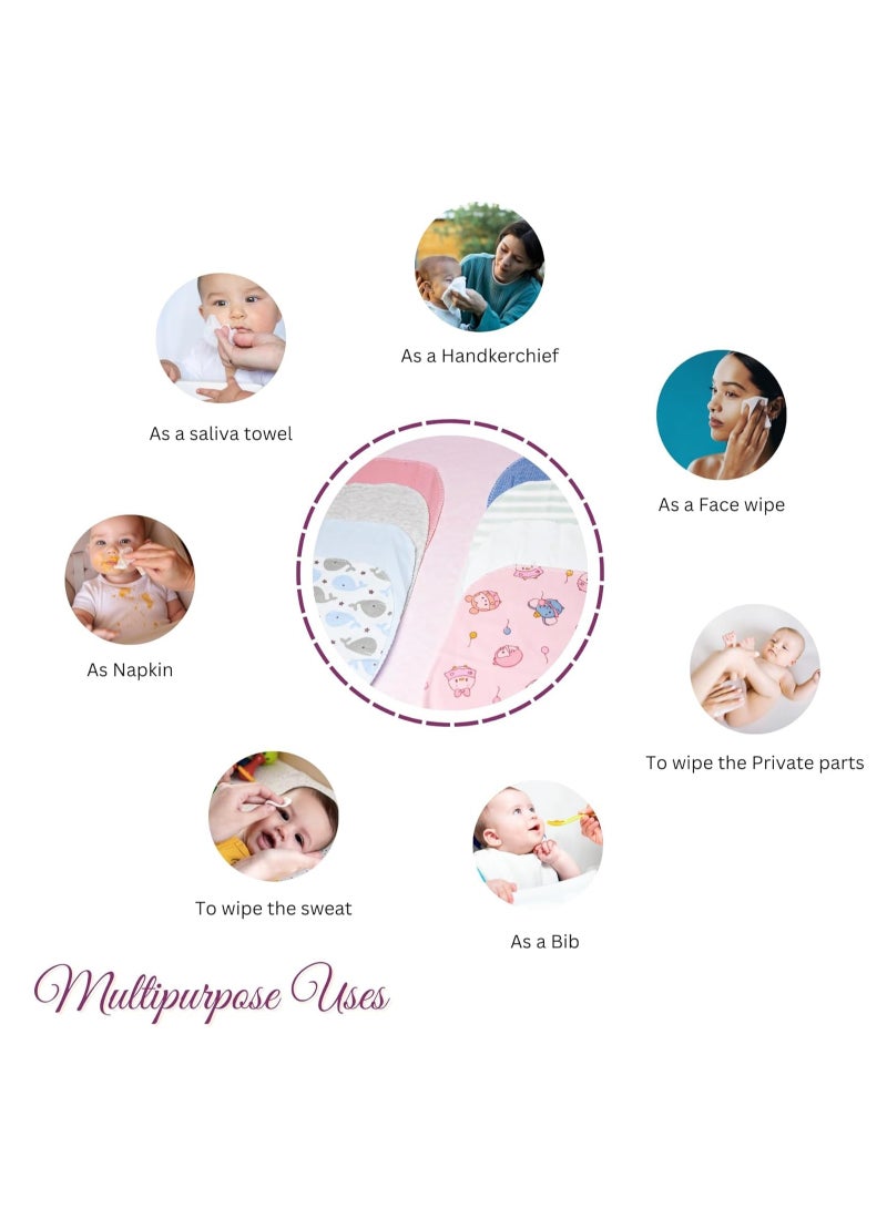 8-منشفة وجه قطنية ناعمة للأطفال حديثي الولادة/مناديل للأطفال حديثي الولادة (عبوة من 8)  - Image 5