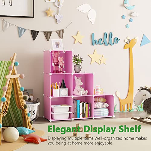 C&AHOME Cube Storage Organizer, 6-Cube Shelves Units, Closet Cabinet, DIY Plastic Modular Book Shelf, Ideal for Bedroom, Living Room, Office, 36.6" L x 12.4" W x 36.6" H Pink UPCS06P - Image 2