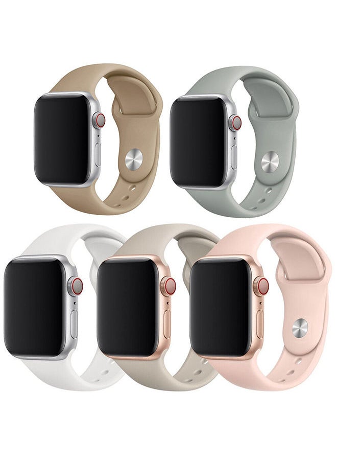 O Ozone - (Pack 5) Silicone Sport Bands For Apple Watch Series 10 9 8 7 6 5 4 SE 38/40/41/42mm Soft Silicone Waterproof Smartwatch Band - Image 1