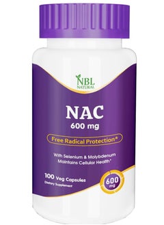 NBL Natural NAC, N-Acetyl Cysteine 600 Mg With Selenium And Molybdenum, 100 Veg Capsules  - Image 1
