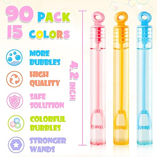 INSCRAFT Bubble Wand, 90 Pack Pastel Bubble Wands Bulk 15 Colors for Halloween, Summer Toys, Wedding, Outdoor Indoor Activity Use, Bubbles Party Favors, Gifts for Kids Toddlers - Image 4