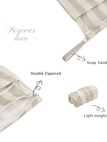 ALVA 2pcs Cloth Diaper Wet Dry Bags Waterproof Reusable with Two Zippered Pockets Travel Beach Pool Daycare Soiled Baby Items Yoga Gym Bag for Swimsuits or Wet Clothes LZ8485 - Image 3