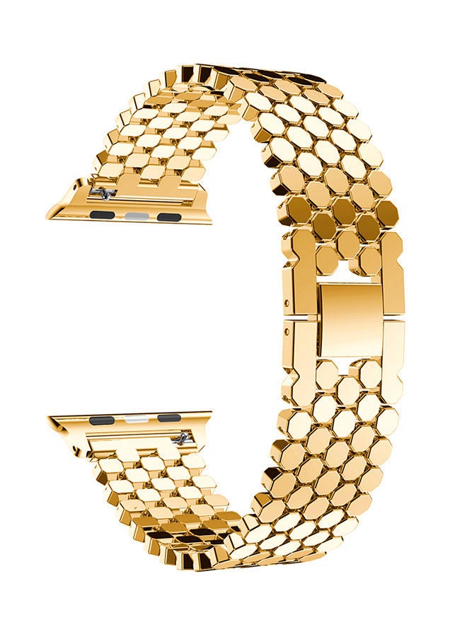 NIBEMINENT Honeycomb Style Replacement Strap For Apple Watch Series 3/2/1 42millimeter Gold  - Image 1