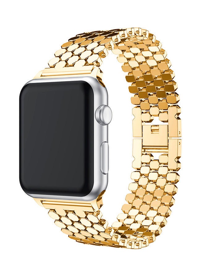 NIBEMINENT Honeycomb Style Replacement Strap For Apple Watch Series 3/2/1 42millimeter Gold  - Image 4