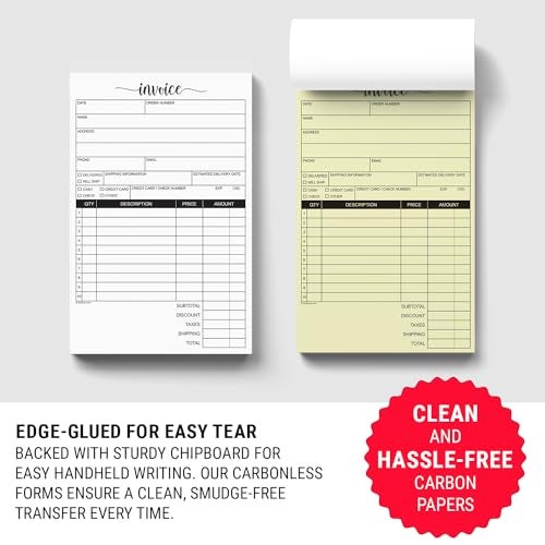 321Done Invoice Pad, 5.5x8.5 Small 2-Part Carbonless, Made in USA, Carbon Copy Sales Receipt Book Purchase Order Form for Small Boutique Craft Business (50 Sets) White/Yellow, Thick Paper - Image 4