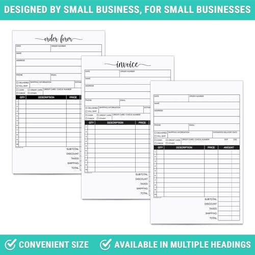 321Done Invoice Pad, 5.5x8.5 Small 2-Part Carbonless, Made in USA, Carbon Copy Sales Receipt Book Purchase Order Form for Small Boutique Craft Business (50 Sets) White/Yellow, Thick Paper - Image 5