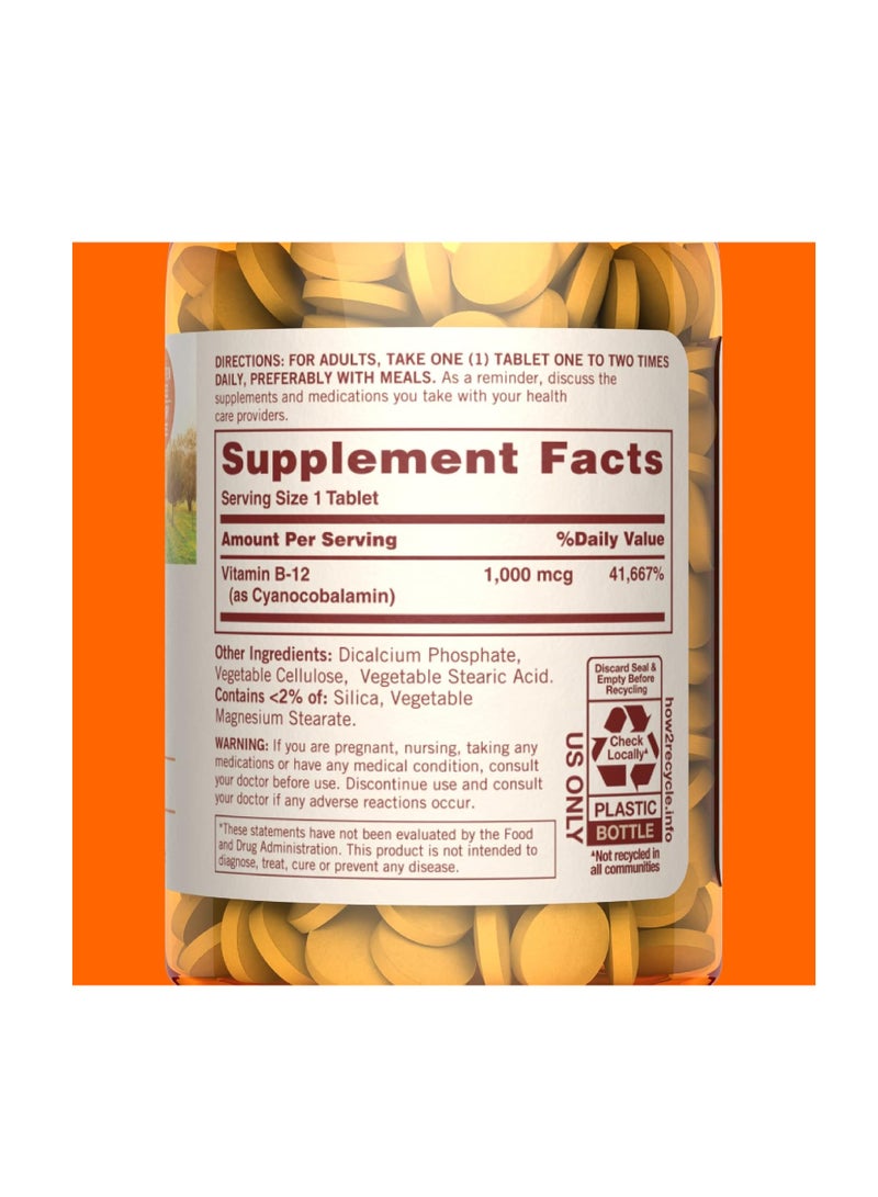 ساندوان ناتشورالز فيتامين ب-12، 120 قرصًا للإطلاق الفوري، 1000 ميكروغرام - Image 2