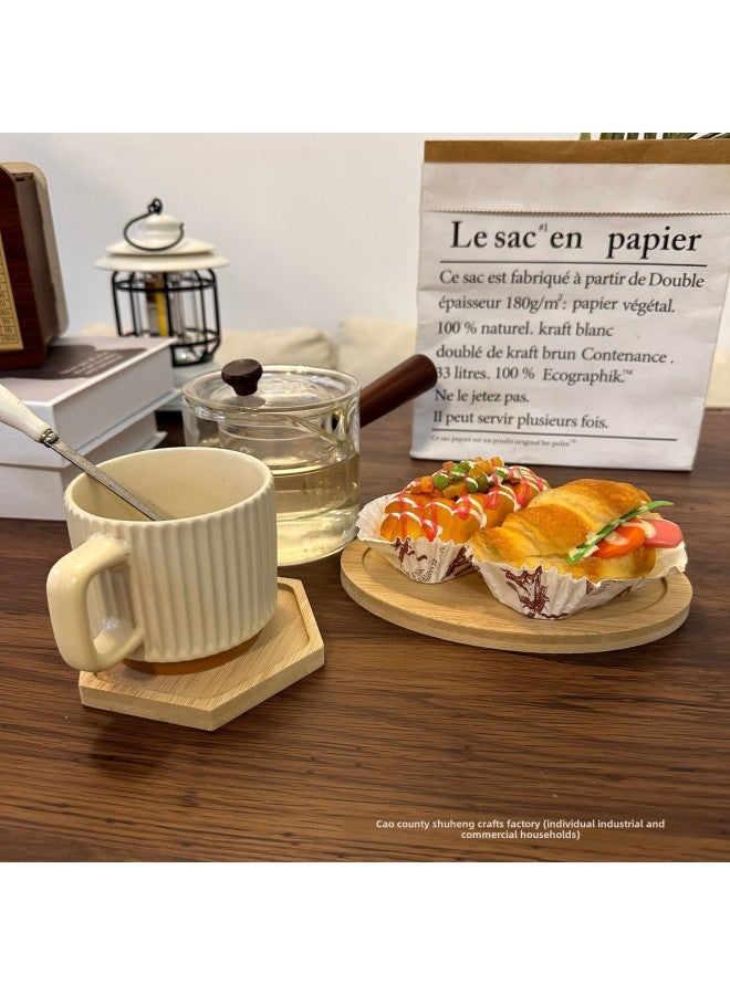In Stock Bamboo Fleshy Vase Tray Special-Shaped Wooden Base Creative Coaster Mosaic Bamboo Mat Home Office Ornaments-Specification:Xiaoliupin 19*14.5cm  - Image 4