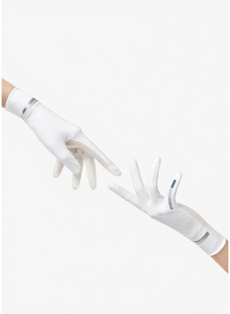 سبورت قفازات حماية من الشمس للرجال والنساء - حماية من الأشعة فوق البنفسجية UPF 50+، قفازات سريعة الجفاف لركوب الدراجات في الهواء الطلق للنساء، قفازات شاشة تعمل باللمس، مناسبة لرياضة الجري في الهواء الطلق (أبيض) - Image 4