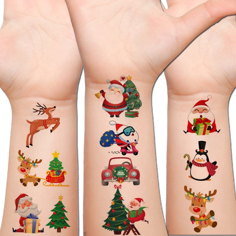 Hohamn 240 PCS Christmas Temporary Tattoos for Kids 20 Sheets Christmas Holiday Fake Tattoos for Girls Boys Xmas Party Gifts Crafts Decoration