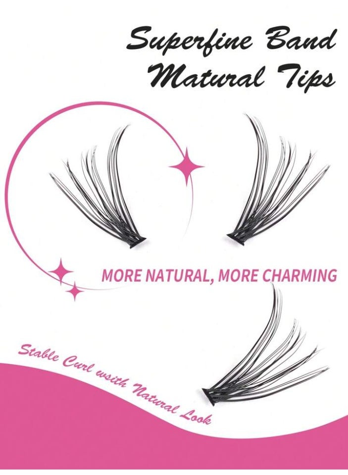 شوجر جيرل رموش عنقودية DIY فاخرة - وصلات رموش ذاتية التركيب للمنزل. كثافة وطول يدومان طويلاً. - Image 4