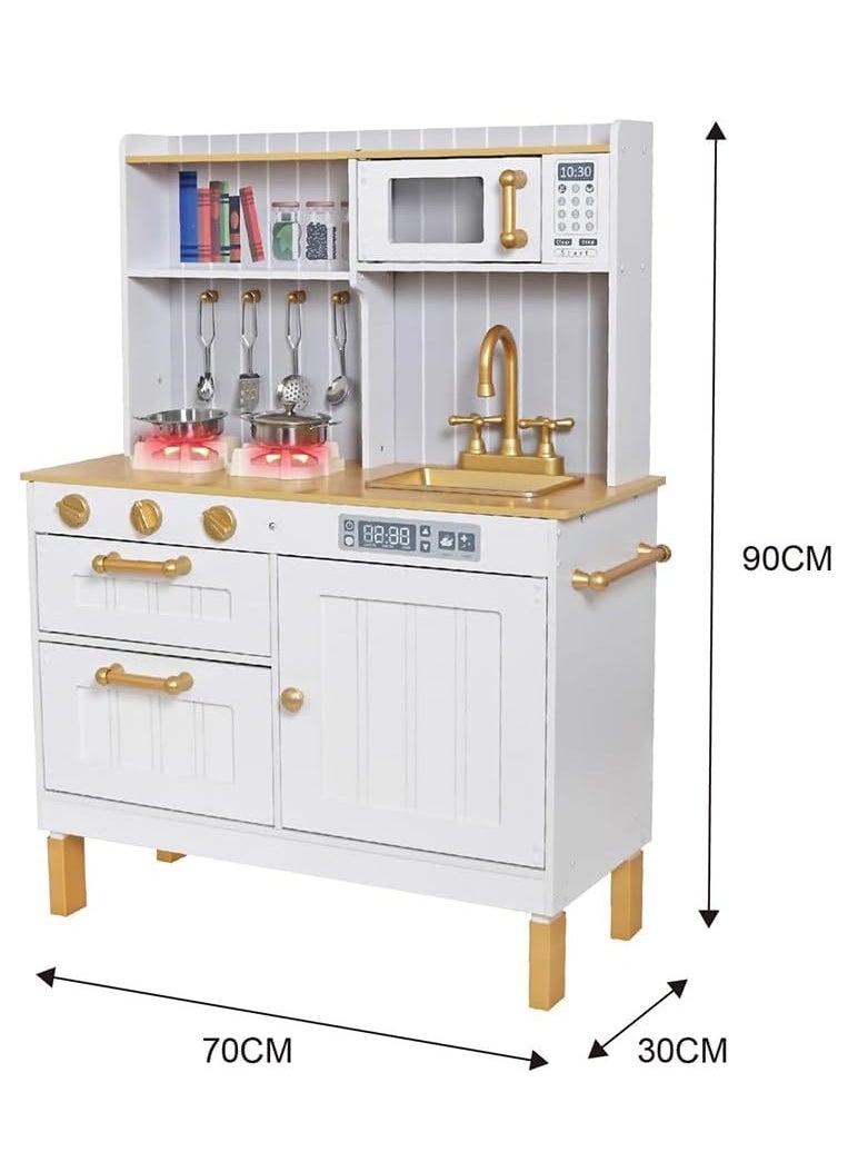 MaBaby - Kids Kitchen Playset,Children Play Kitchen for Toddler,Baby Toy Kitchen Set,Pretend Wooden Kitchen,Birthday Gifts with Play Sink Toy,Lights Sounds, Cooking Set for Kids - Image 1