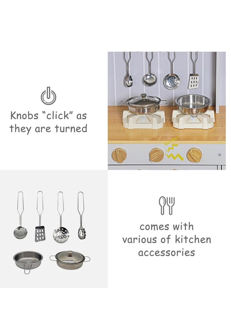 MaBaby - Kids Kitchen Playset,Children Play Kitchen for Toddler,Baby Toy Kitchen Set,Pretend Wooden Kitchen,Birthday Gifts with Play Sink Toy,Lights Sounds, Cooking Set for Kids - Image 1