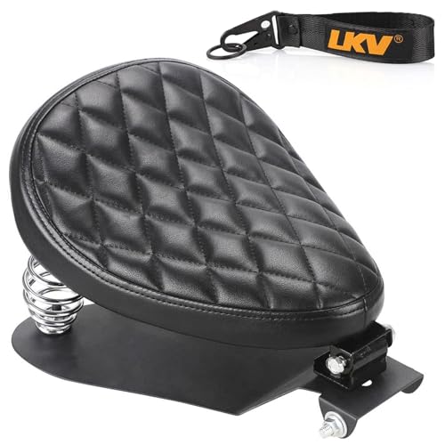LKV Motorcycle Solo Driver Seat with Seatbase Mounting Hardware Kit Custom Chopper Bobber Seats Universal Fit for Harley Davidson Sportster XL 1200 883 48 - Image 1
