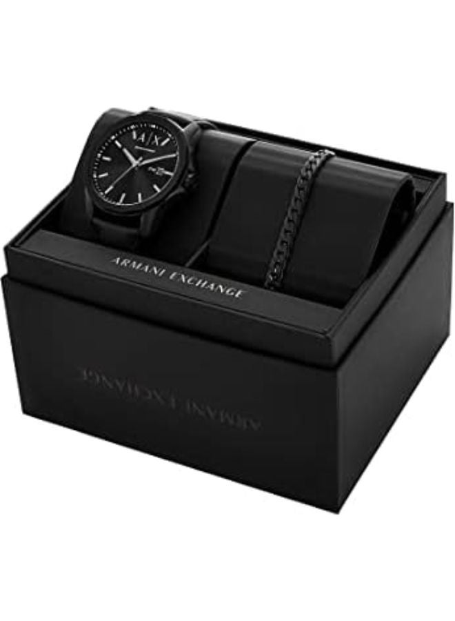ارماني اكسشينج Men Leather Analog Wrist Watch AX7147SET with A Matching Stainless Steel Bracelet - Image 3