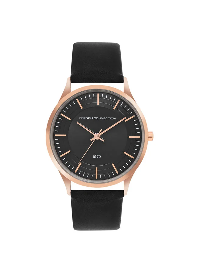 French Connection 42mm Men's Quartz Watch with Black Dial