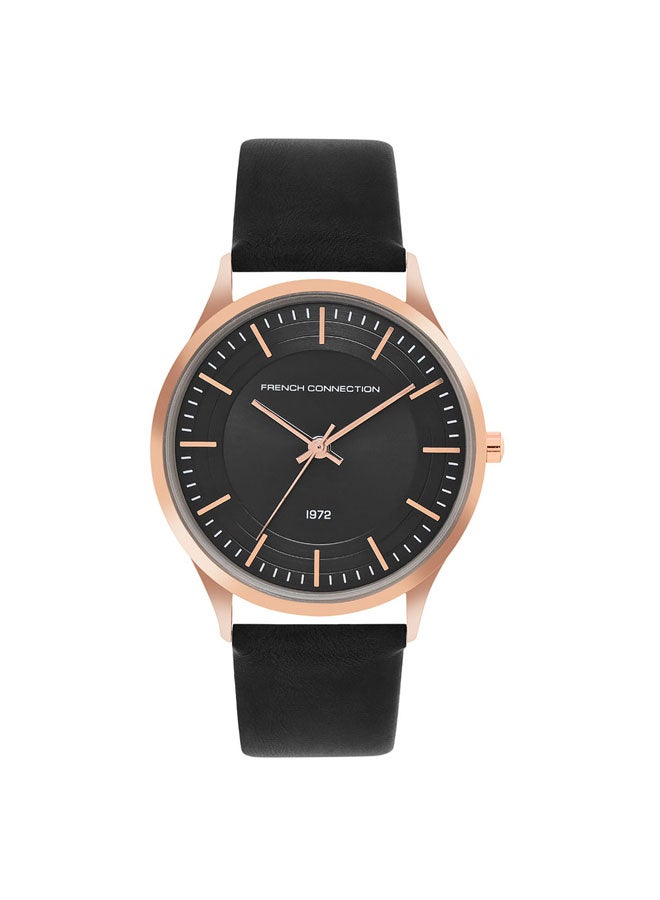 French Connection 42mm Men's Quartz Watch with Black Dial - Image 1