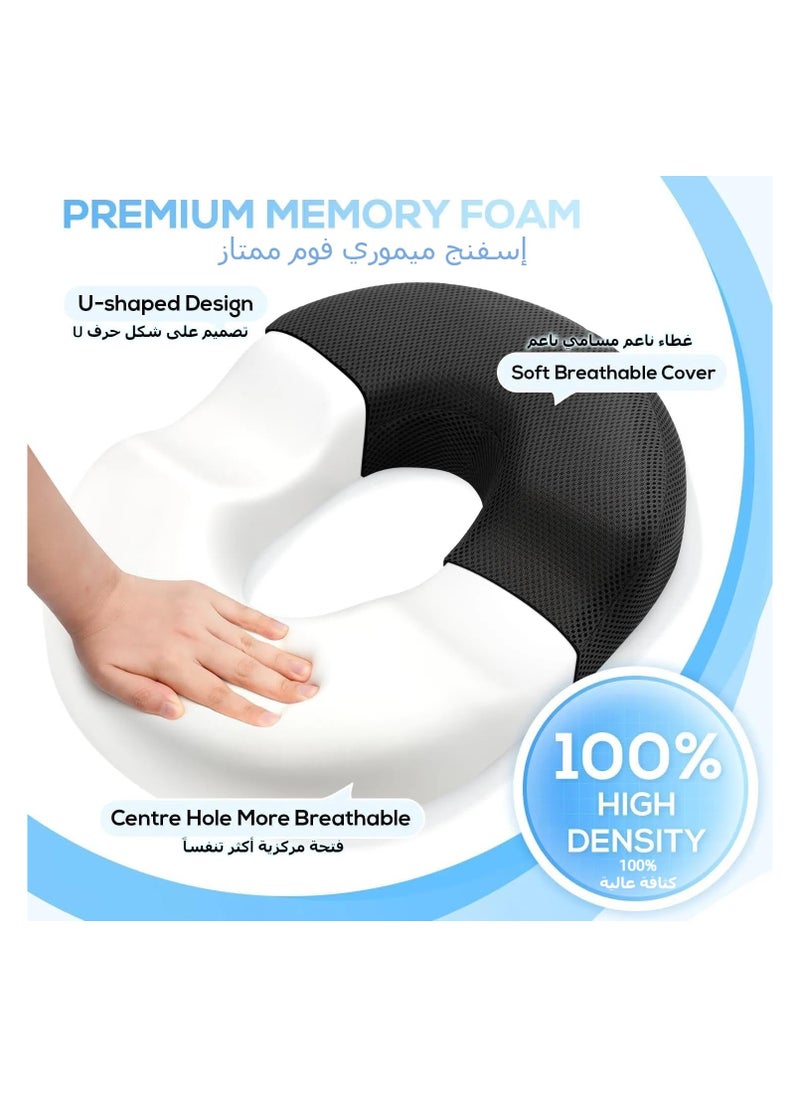 XICEN Memory Foam Seat Cushion, Gaming Chair Cushion for Coccyx or Sciatica Tailbone Pain Relief, Sitting Pillow for Office Chair, Wheelchair and Car Seat (Black)  - Image 2