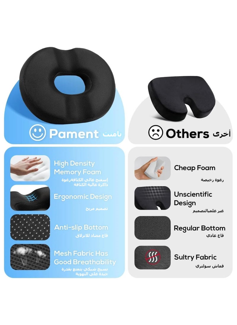 XICEN Memory Foam Seat Cushion, Gaming Chair Cushion for Coccyx or Sciatica Tailbone Pain Relief, Sitting Pillow for Office Chair, Wheelchair and Car Seat (Black)  - Image 4