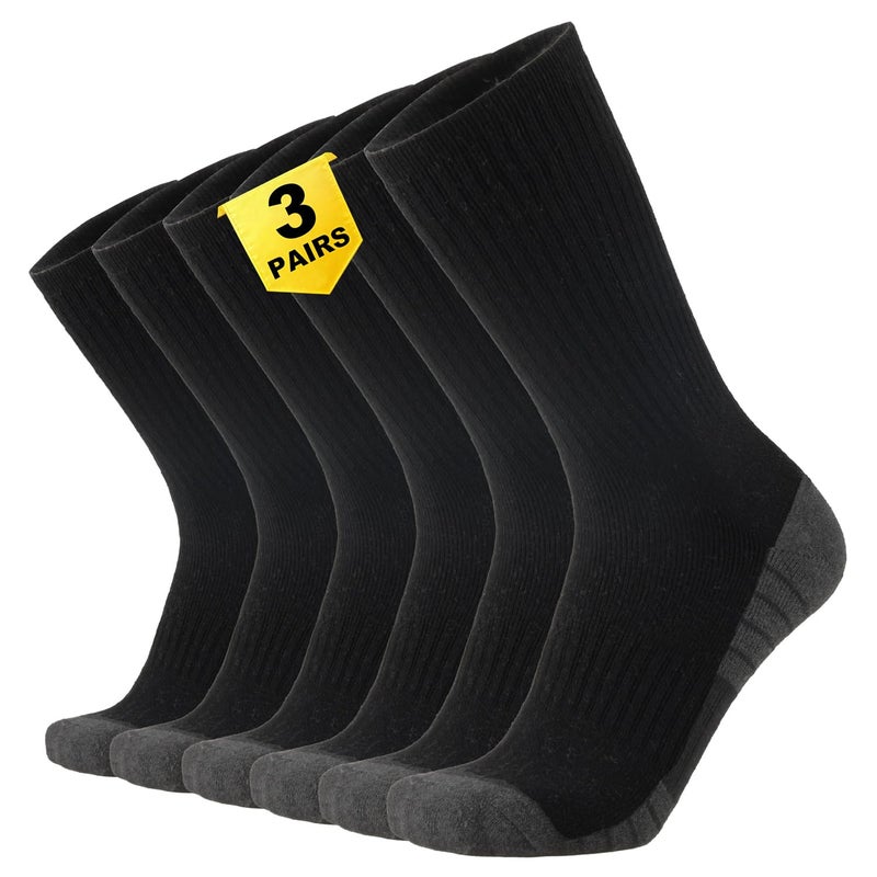 ONKE Max Full Cushion Crew Socks Moisture Wicking Odor Control Durable for Heavy Duty Steel Toe Work Boot Athletic Training(Black M) - Image 1