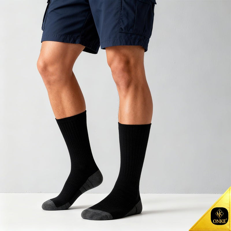 ONKE Max Full Cushion Crew Socks Moisture Wicking Odor Control Durable for Heavy Duty Steel Toe Work Boot Athletic Training(Black M) - Image 2