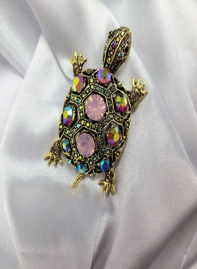 OIDIMS Cute Tortoise Brooch Women's Rhinestone Crystal Turtle Pin Brooches Clothing Accessories Lapel Pins Fashion Vintage Animal Decorative Jewelry Mother's Day Easter Gift for Girl Mom Grandma Wife (Gold-Tone-Tone) - Image 5