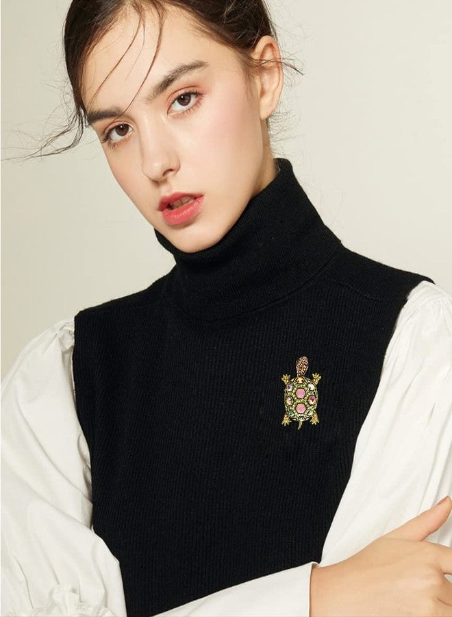 OIDIMS Cute Tortoise Brooch Women's Rhinestone Crystal Turtle Pin Brooches Clothing Accessories Lapel Pins Fashion Vintage Animal Decorative Jewelry Mother's Day Easter Gift for Girl Mom Grandma Wife (Gold-Tone-Tone) - Image 2