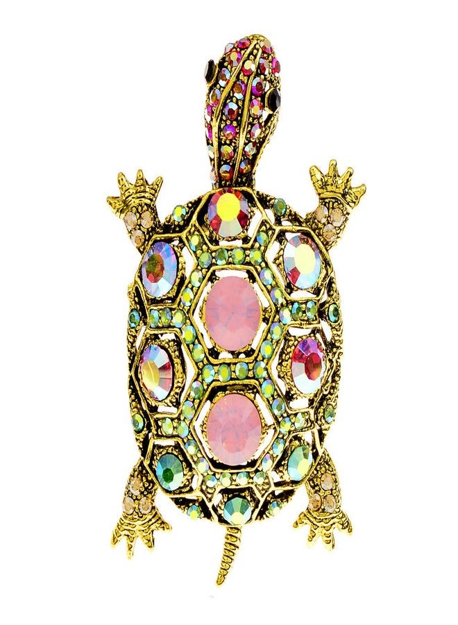 OIDIMS Cute Tortoise Brooch Women's Rhinestone Crystal Turtle Pin Brooches Clothing Accessories Lapel Pins Fashion Vintage Animal Decorative Jewelry Mother's Day Easter Gift for Girl Mom Grandma Wife (Gold-Tone-Tone) - Image 1