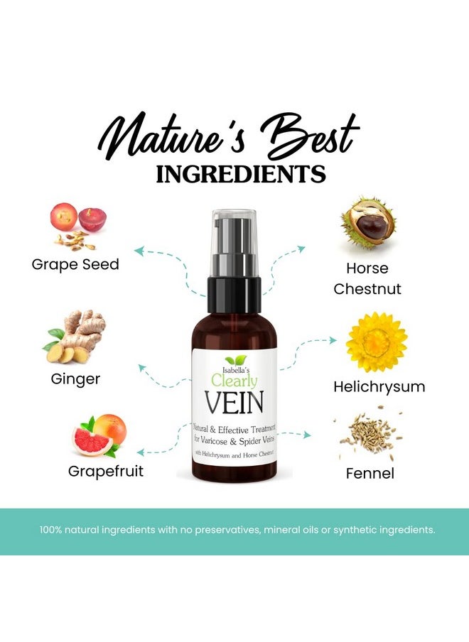 Isabella's Clearly - Vein, Best Natural Varicose Veins And Spider Vein Treatment For Legs, Face, Body | Topical Capillary Health Essential Oils And Herbal Extracts | Horse Chestnut, Helichrysum, Ginger - Image 1