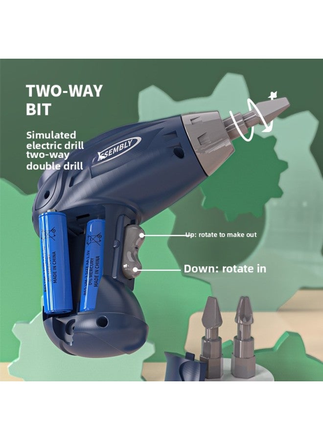 Double-sided Tool Table Large Boy Multi-function Toolbox Children Screw Toys-Color:【314-piece】 Large Double-sided Tool Table (battery Version) - Image 4