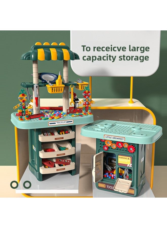 Double-sided Tool Table Large Boy Multi-function Toolbox Children Screw Toys-Color:【314-piece】 Large Double-sided Tool Table (battery Version) - Image 3