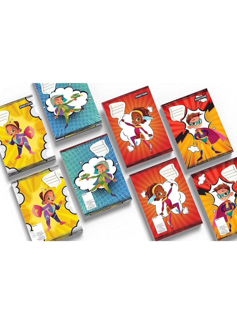 Mintra - Pack of 5 notebooks, Mintra stapled notebook, 60 Sheets 9 Line Notebook (multicolor, multi shapes) 5 pieces - Image 1