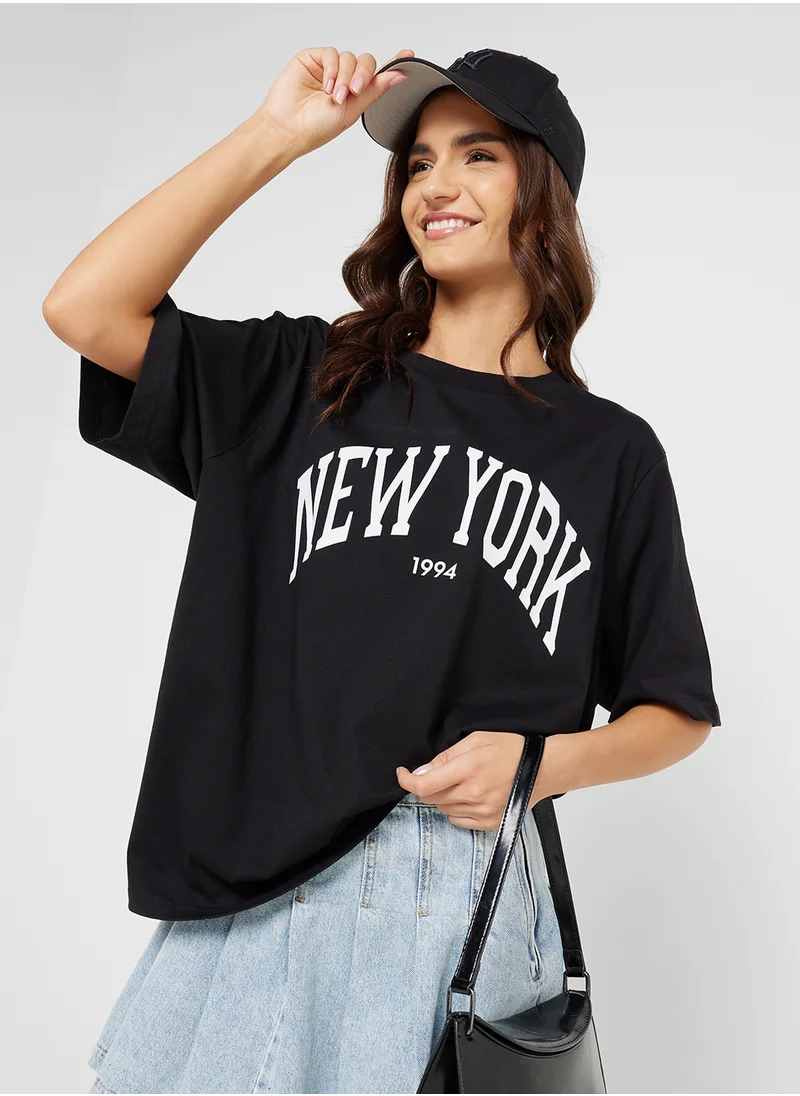 Ginger Crew Neck Oversize Varsity T-Shirt