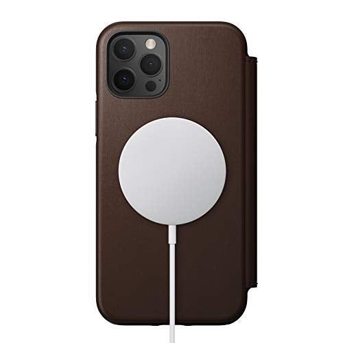 Nomad Rugged Folio Wallet Phone Case for iPhone 12 Pro - MagSafe Compatible, 10ft. Drop Protection, Horween Leather - Rustic Brown - Image 2