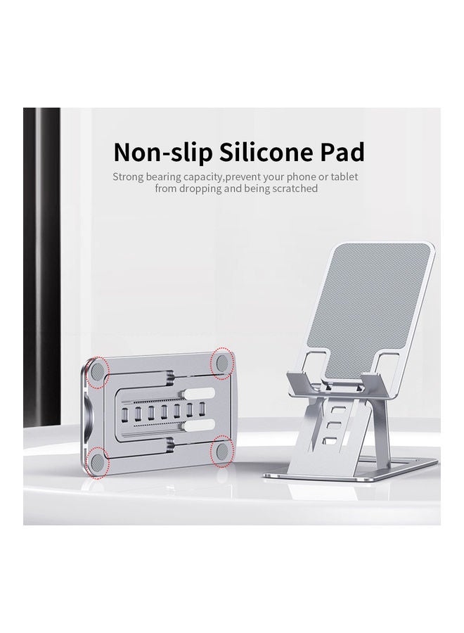 NIBEMINENT 7-Level Height Adjustable Phone Stand 14x6.8x0.6cm Silver - Image 4