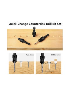 Y&D 82°Countersink Drill Bit, SYOSI 5Pcs Free Replaceable HSS Bits for Wood 3/8" Quick-Change, Chamfered Adjustable Drilling Tool Kit on Pilot Counter Sink Holes Woodworking  - Image 4