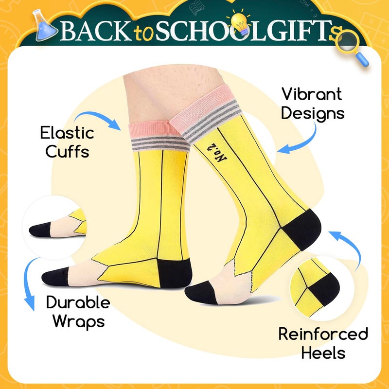 Happy Pop HAPPYPOP Funny Silly Book Gifts - Crazy Pencil Socks Notebook Socks Reading Gifts for Women Teen Girls - Image 4
