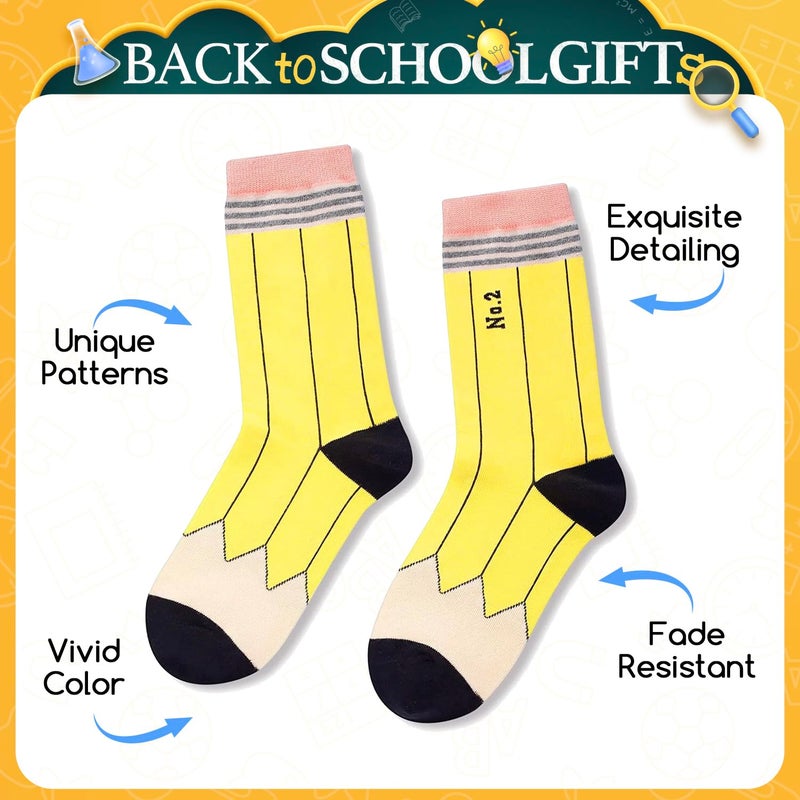 Happy Pop HAPPYPOP Funny Silly Book Gifts - Crazy Pencil Socks Notebook Socks Reading Gifts for Women Teen Girls - Image 5