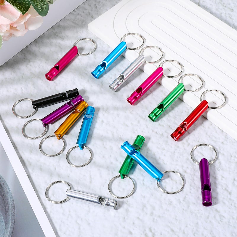 Dimeho 120 PCS Emergency Whistles Aluminum Survival Whistle with Keychain Defense Alarm Loud Sound Sturdy Light for Outdoor Camping Hiking Hunting Boating Fishing Sports - Image 3