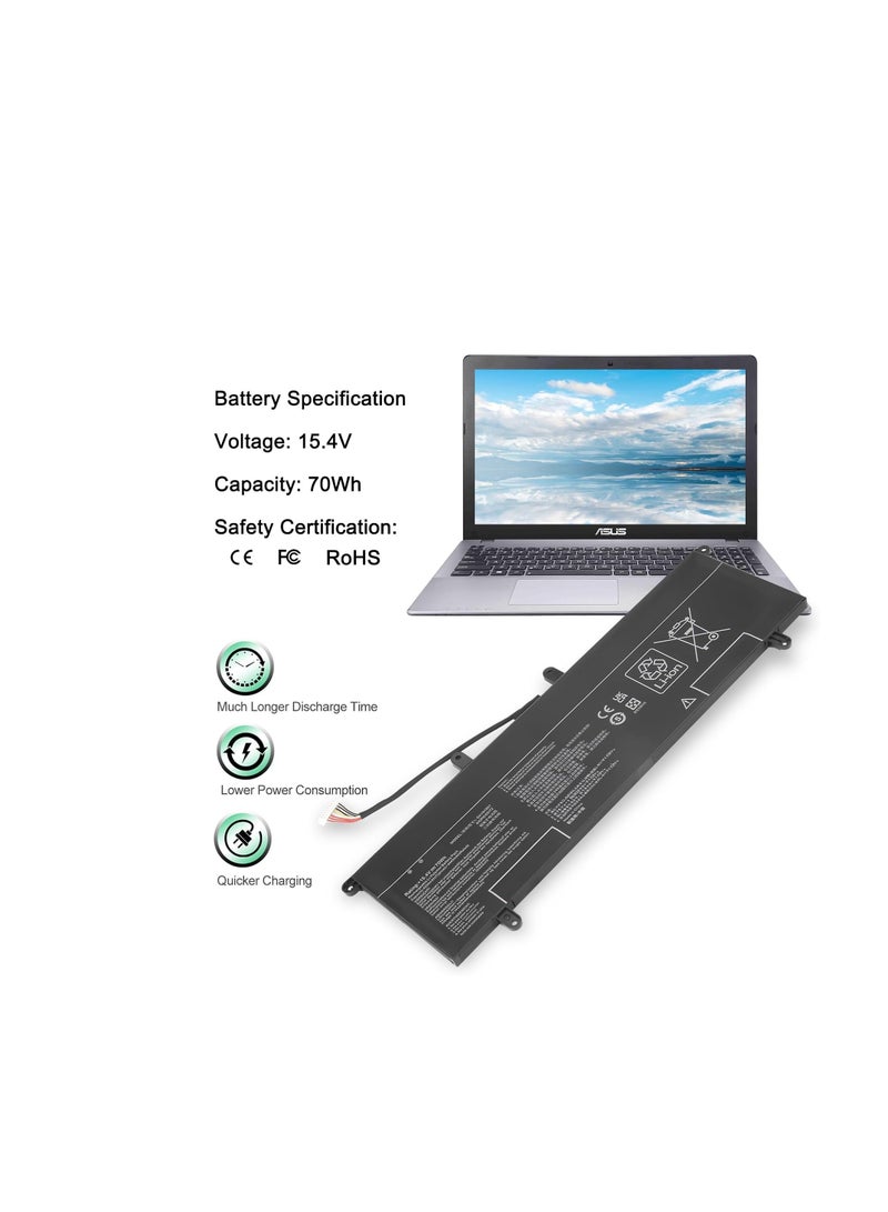 Terabyte C41N1901 Battery for Asus ZenBook Duo 14 UX481 UX481F UX481FL UX481FA UX481FLY UX4000F UX4000FL UX481FL-BM044T UX481FL-BM039R UX481FL-BM042T UX481FL-BM040T UX481FL-HJ093T HJ105T 15.4V 70Wh - Image 4