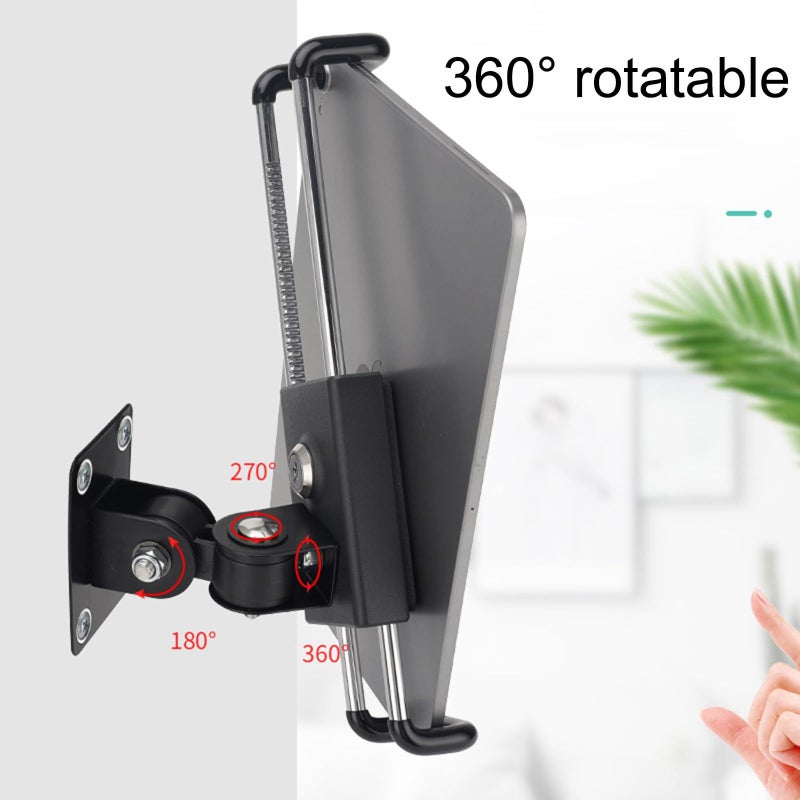 Tablet Wall Mount Holder Adjustable 360 Degree Portable Stand Aluminum Clamp Black - Image 3