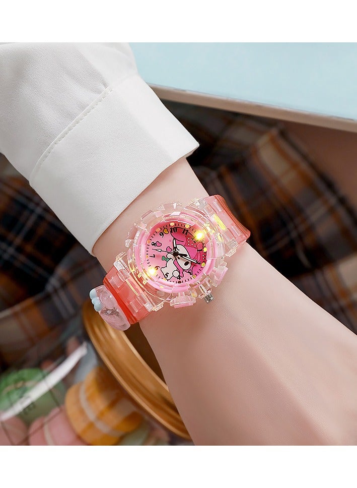 Pink Bunny Kids Watch with LED Light, Cute Animal Design Children's Digital Quartz Watch, Plastic Lightweight Watch for Girls Boys - Waterproof & Safe Material - Image 2