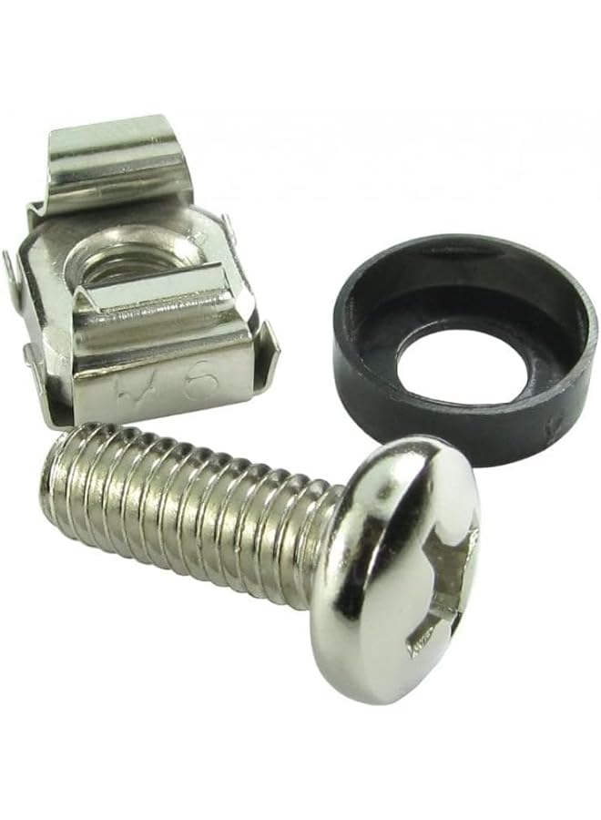 PROMASS Cage Nut screws for Rack Mount Equipment Server, Router, Switch, Shelves, PDU, UPS-Silver-25 pcs.  - Image 1