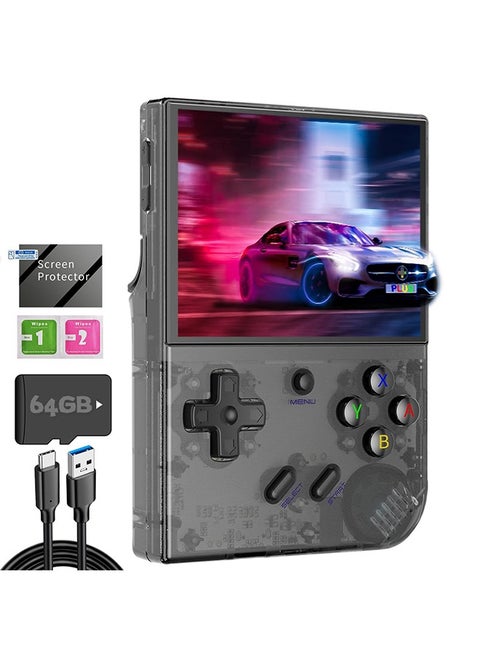 RG35XX Plus Handheld Game Console 3.5'' IPS Screen, 35XX Plus with a 64G Card Pre-Loaded 6900 Games, RG35XX Plus Supports 5G WiFi Bluetooth HDMI and TV Output 3300mAh Battery(Transparent Black)