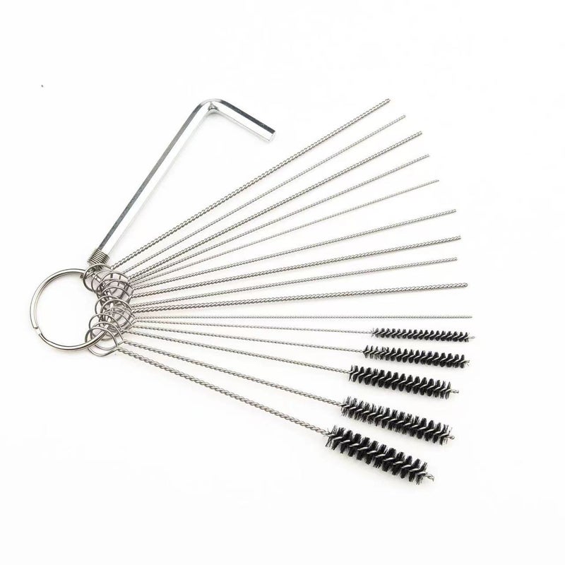 Spot Carburetor Cleaning Brush 15-Piece Set Spray Gun Nozzle Cleaning Set Stainless Steel Needle Nylon Cleaning Brush - Image 5