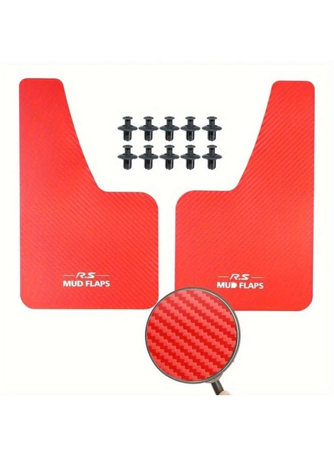 Red Universal Fit Mud Flaps Waterproof Car Mudguards Front Rear Wheel - Image 1
